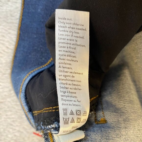 Spanx Womens Skinny Jeans Large Mid-Rise Distressed Hem Frayed Stretchy Denim Bl - Picture 8 of 16